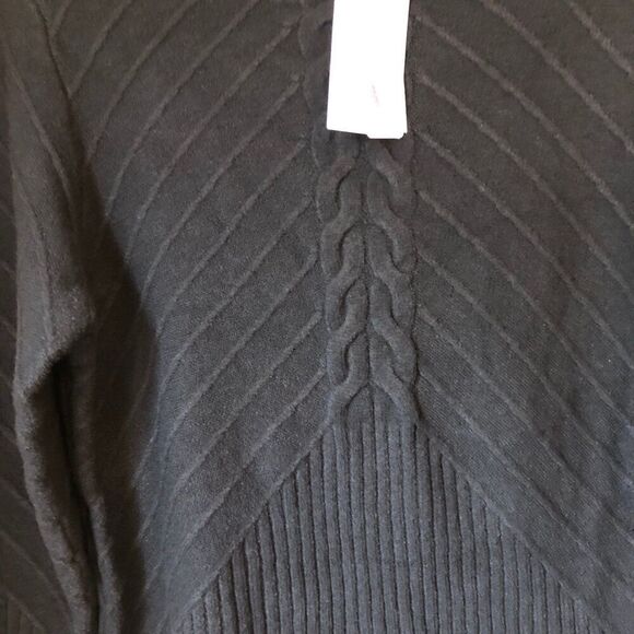 Jessica Simpson Womens Cable Knit Adena Sweater 1X Black Mock Neck Long Sleeeve - Picture 3 of 9